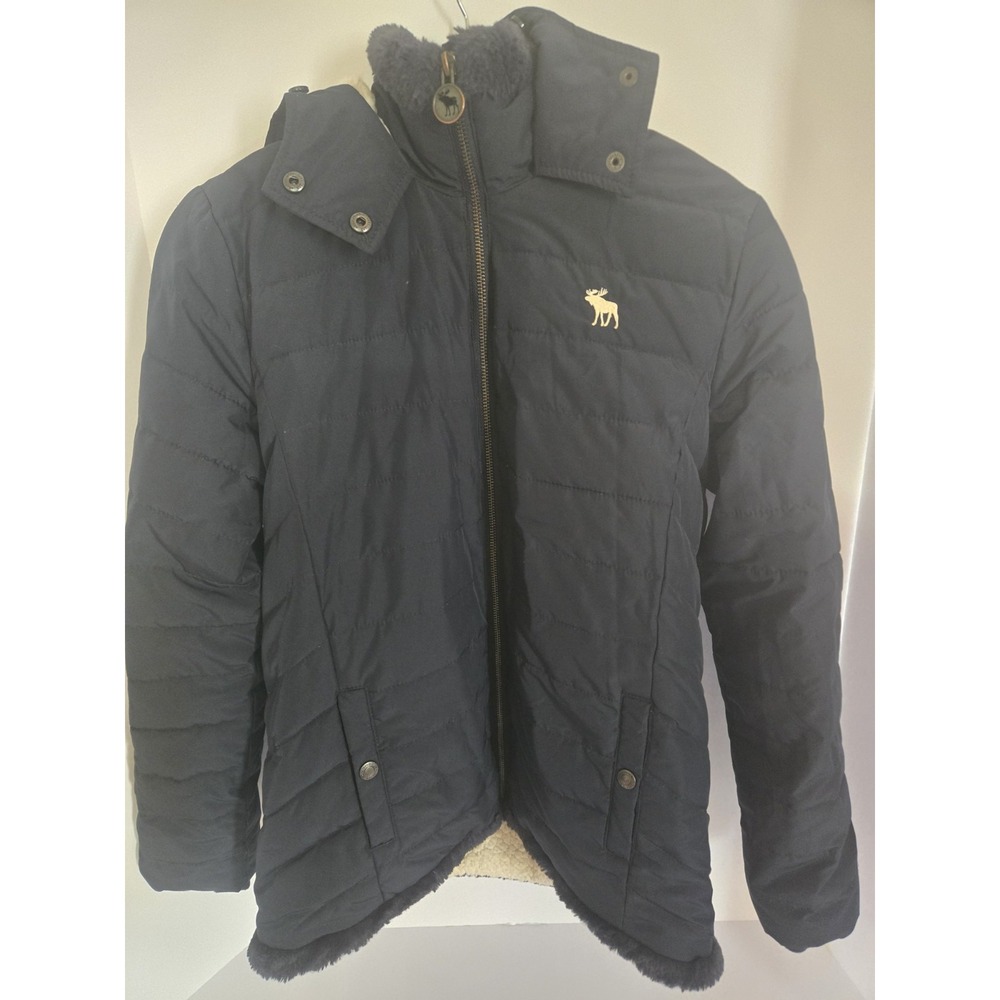 Abercrombie Kids Hooded Sherpa Lined Puffer Jacket‎ Navy Size 15/16